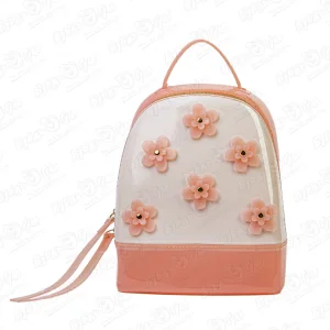 Рюкзак с цветами бело-розовый