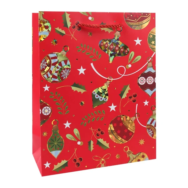 Фото для Пакет подарочный Lanson goods новогодний с ретро узором 23×18×8см
