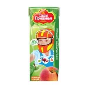 Фото для Сок Сады Придонья яблоко-персик с мякотью 125мл с 5мес