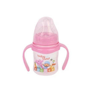 Фото для Бутылка babyland с ручками и силиконовой соской розовая 150мл с 0-6мес