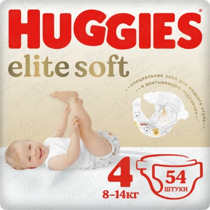 Фото для Подгузники HUGGIES Elite Soft 4 8-14кг 54шт