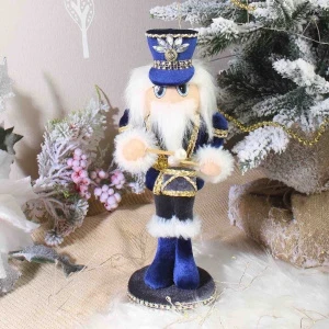 Фото для Фигурка декоративная Щелкунчик в велюровом покрытии с блестящими стразами синий 28см
