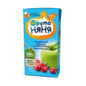 Фото для Сок ФрутоНяня яблоко-шиповник 200мл с 5мес