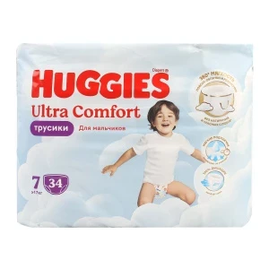Фото для Подгузники-трусики HUGGIES Ultra Comfort для мальчиков 7 17кг 34шт