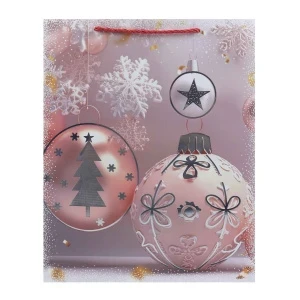 Фото для Пакет подарочный Lanson goods со снежинками и елочными шарами разноцветный 32×26×10см