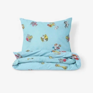 Фото для Комплект постельного белья Малыши Зоопарк ясельный бязь голубой 3предмета 