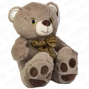Игрушка мягкая медведь с бантом коричневый