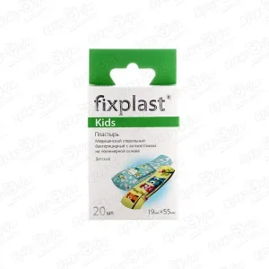 Фото для Лейкопластырь fixplast Kids бактерицидный с антисептиком 19х55мм 20шт
