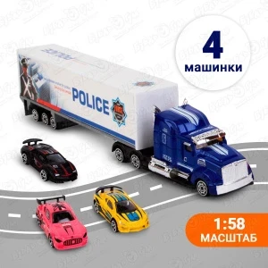 Фото для Набор игровой DIE-CAST TRUCK Полицейская фура и три автомобиля