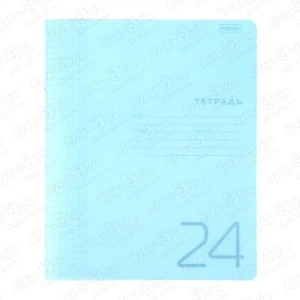 Фото для Тетрадь клетка пластиковая обложка голубая 24л