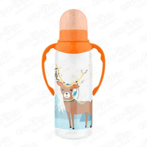 Бутылочка Lubby силиконовая с молочной соской и ручками 250мл с 0мес в ассортименте