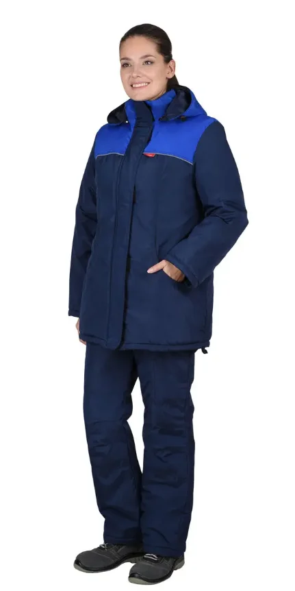 Фото для Костюм зимний женский "Снежана" куртка дл., полукомбинезон синий с васильковым
