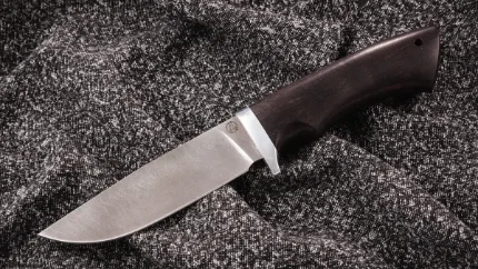 Нож "Куница" сталь Х12МФ (морёный граб+гарда-мельхиор+кольцо)