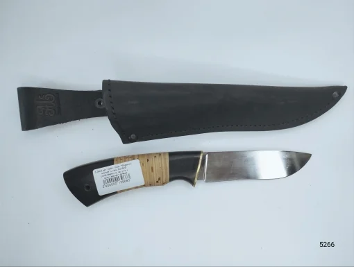 Нож "Шершень малый" сталь Х12МФ (граб+береста, латунь с проставкой+трубка)