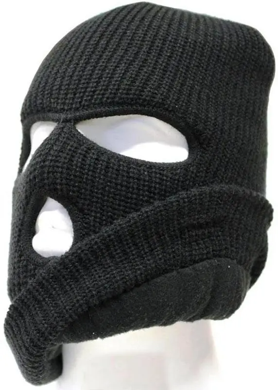 Шлем- маска трикотажная на флисе 3 дырки цв. черный