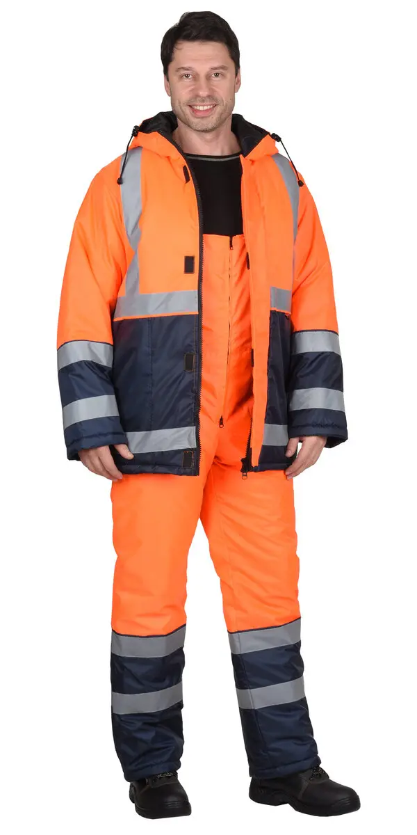 Костюм зимний "Магистраль-3" куртка+п/к оранжевый с синим