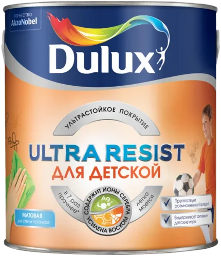 Краска в/д Для детской Dulux Ultra Resist BW 2,5 л AkzoNobel