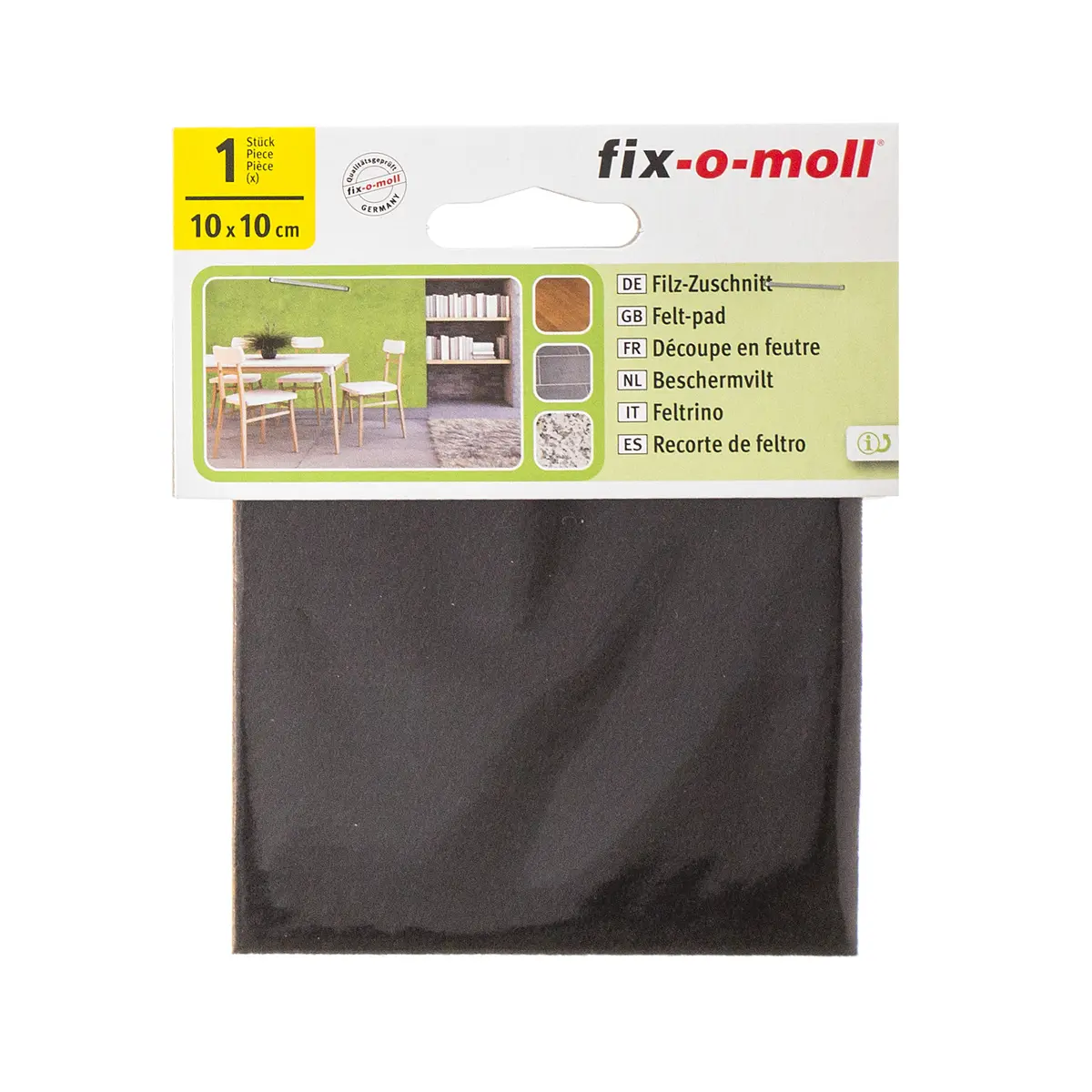 Пластина фетровая самоклеящаяся коричневая 100*100 мм (упаковка, 1шт) Fix-o-moll