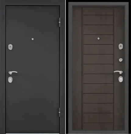 Фото для Дверь металлическая темно-серый букле графит,левая,МДФ дуб угольный С6-9,фурн.хром 950*2050*70 (2мм)