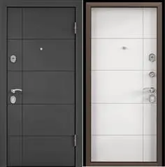 Дверь металлическая темный пепел D23,левая,МДФ КТ белый D23,НК15,фурн.хром 860*2050*70 (1,5мм) ТОРЭК