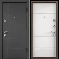 Фото для Дверь металлическая темный пепел D23,левая,МДФ КТ белый D23,НК15,фурн.хром 860*2050*70 (1,5мм) ТОРЭК
