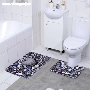 Фото для Набор ковриков для ванны и туалета ГАЛЬКА 40х50см 50х80см 2 шт