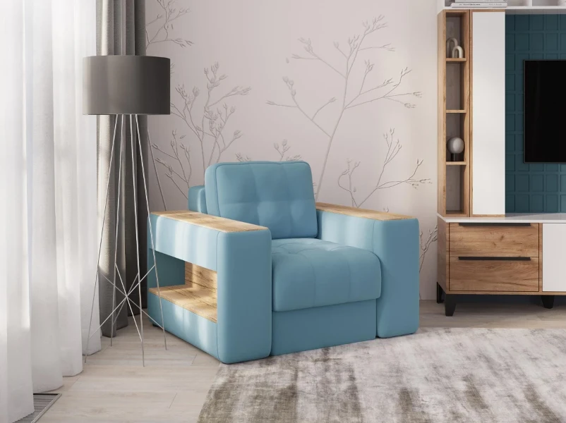 Фото для Кресло Доро (Светло-голубой/Дуб канадский)