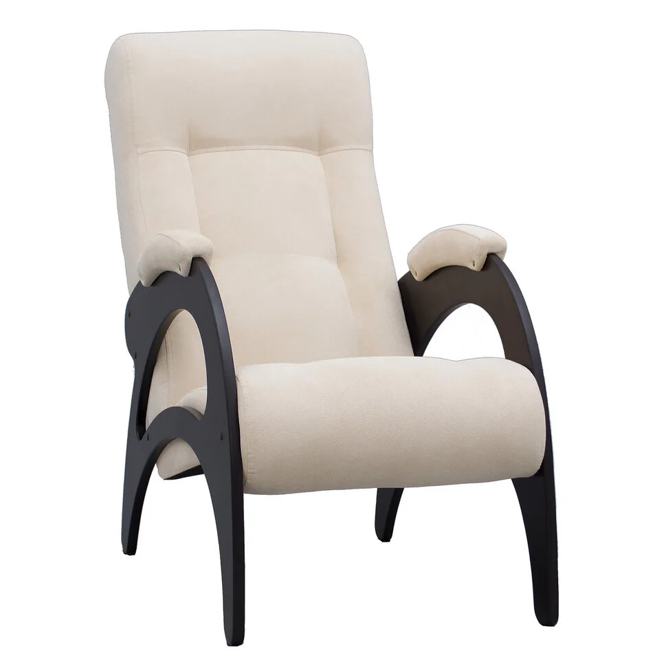 Кресло для отдыха Неаполь Модель 9 без лозы (Орех-эмаль/Ткань Ваниль Verona Vanilla)