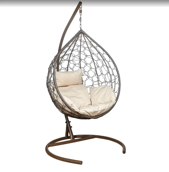 Фото для Кресло подвесное LESET ЭВА (Коричневый каркас/Бежевая подушка)