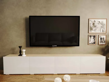 Фото для Тумба ТВ Лия-3 (Дуб сонома/Белый глянец)