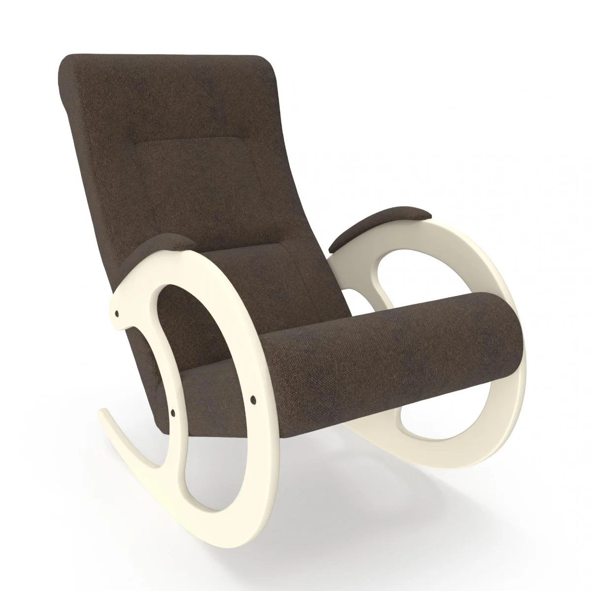 Кресло-качалка Неаполь Модель 3 (Дуб Светлый-эмаль/Ткань Коричневый Malta 17 А)