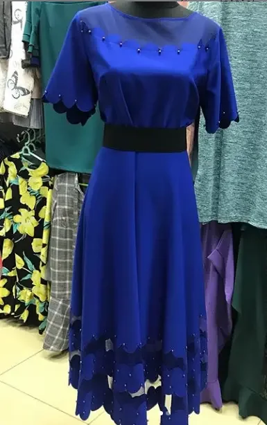 Синее праздничное платье