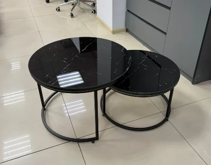 Фото для Стол журнальный Гармония Стекло (Черный матовый,Мрамор черный) САН