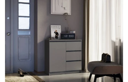 Фото для Челси Комод 800 3 ящика 1 дверь (Графит, Графит) МИФ