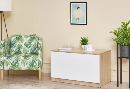 Фото для Челси Антресоль-тумба (Белый глянец холодный, Дуб сонома) МИФ