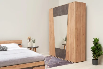 Фото для Соренто Шкаф 4-х ств (Дуб крафт, Бетон темный) МИФ