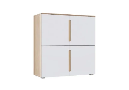 Фото для Ким Тумба 4-х ств (Белый глянец холодный, Сонома) МИФ