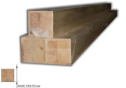 Фото для Брус опорный 80*80*3000 А-А сосна