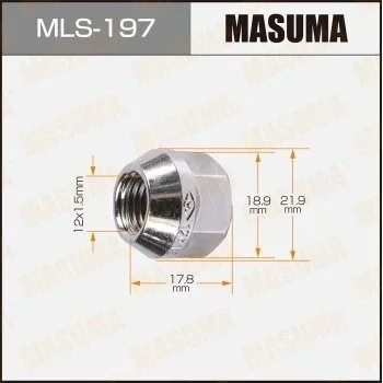 Фото для Гайка MASUMA 12x1.5мм, L=17.8мм, под ключ=19мм