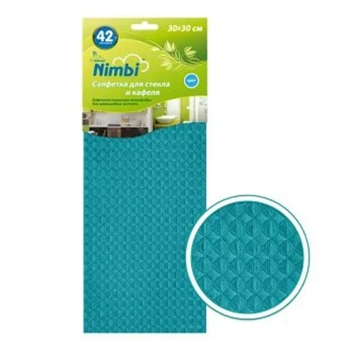 Фото для Салфетка «Kolibriya» Nimbi-42 Дом-Офис, Вафельная 30х30см, для Стекол, Синяя