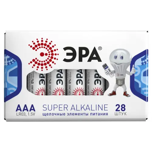Батарейки ЭРА LR03-28 box SUPER Alkaline НОВИНКА (28/1120/44800)