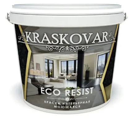 Краска интерьерная Kraskovar ECO RESIST влагостойкая, моющаяся строительная, дом, ремонт