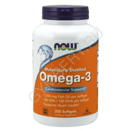 Фото для NOW Omega-3 Molecularly Distilled EPA180/DHA120mg 200 sofgels шт, арт 1807005