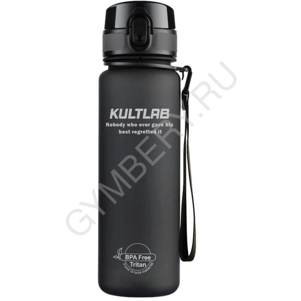 KultLab Бутылка для воды ТРИТАН, 900мл, Тёмно-синяя с белым лого, арт. 0114007