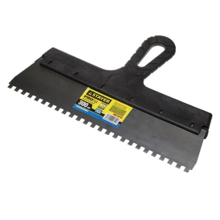 Фото для Шпатель зубчатый 300мм, зуб 6х6мм, пластмассовая ручка - STAYER