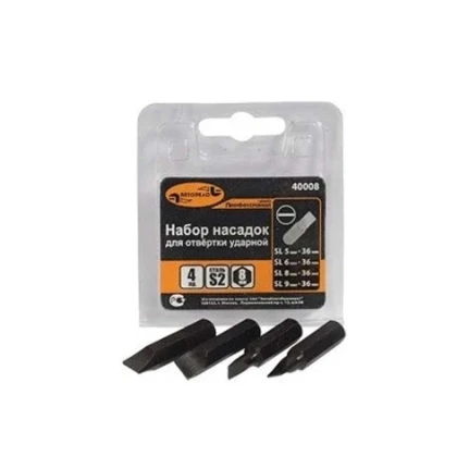 Фото для Набор насадок для ударной отвертки 36 мм (шлиц SL 5,6,8,9) - АвтоДело