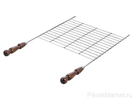 Фото для Плоская сетка на мангал с деревянной ручкой из бука 500*400 мм.