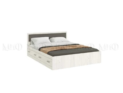 Фото для Фиеста NEW Кровать 1,6м с ящиками (Ф.Графит/К.Дуб Крафт Белый