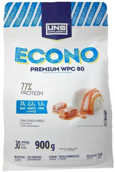Протеин UNS Econo Premium сывороточный 900г. Карамель-орех