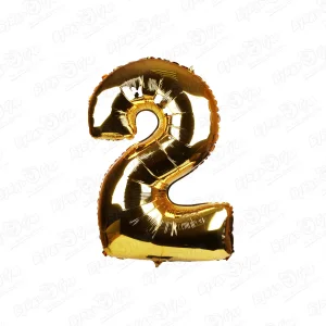 Фольгированный шар-фигура цифра 2 золото 91см